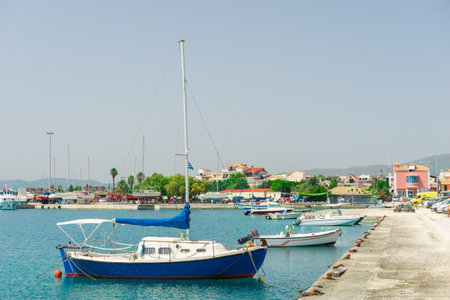 sway on the turquoise waves of the Ionian sea of Greece in sunny weather
