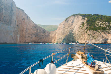 Navagio Beach - Shipwreck Beach view from the sea, Zakynthos Island, Greeceの写真素材