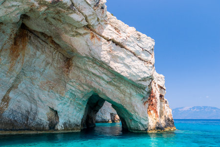 The famous Blue Caves in Zakynthos island, Greeceの写真素材