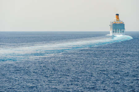 Big cruise ship in the sea in Greeceの写真素材