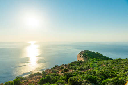 rocky coast of greek island and sea view, landscape greeceの写真素材