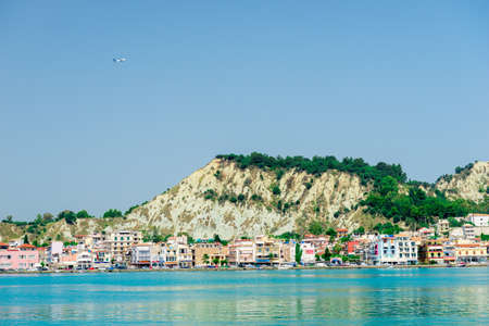 view of the Greek island of Zakynthos from the seaの写真素材