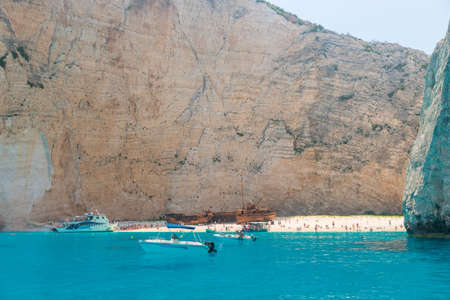 Navagio Beach - Shipwreck Beach view from the sea, Zakynthos Island, Greeceのeditorial素材