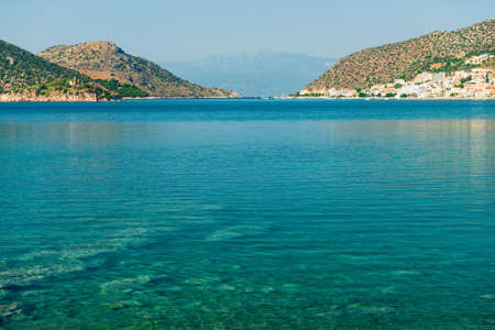 rocky coast of greek island and sea view, landscape greeceの写真素材