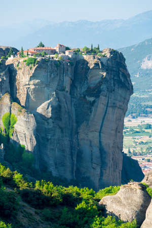 beautiful complex of Meteora monasteries built on rocks, Thessaly, Greeceの写真素材