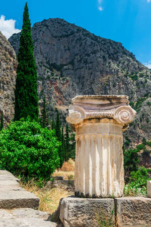 Ancient column in Delphi, Greeceの写真素材