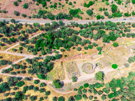 Ruins of an ancient greek temple of Athena at Delphi, Greeceの写真素材