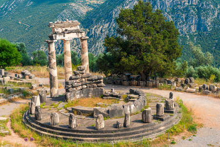 Ruins of an ancient greek temple of Athena at Delphi, Greeceの写真素材