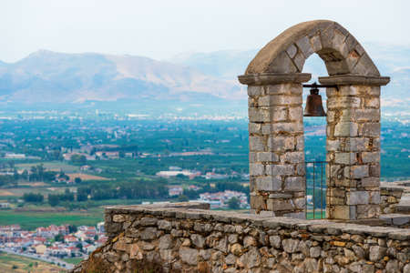 view of part of bell tower, Greece, Europeの写真素材