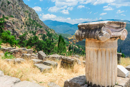Ancient column in Delphi, Greeceの写真素材
