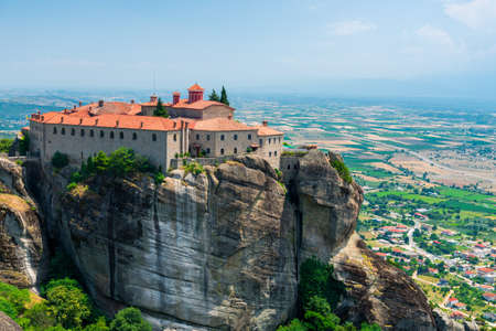 beautiful complex of Meteora monasteries built on rocks, Thessaly, Greeceの写真素材