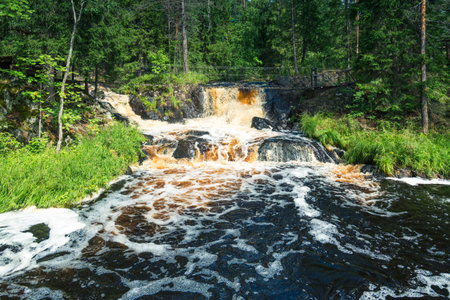 Ruskeala Falls. Wonderful natural park in northern Russia, Republic of Karelia. Not far from the town of Sortavalaの写真素材