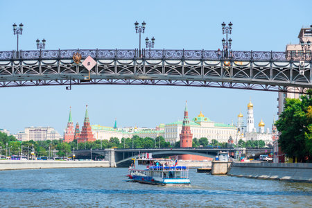 View of the Kremlin on a summer day, Moscow, Russiaの写真素材