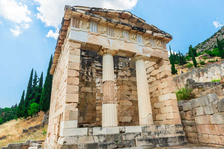 Ruins of an ancient greek temple at Delphi, Greeceの写真素材