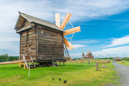 old mill. windmill. wooden mill. and Russian mill. Russian architecture. Russian historyの写真素材