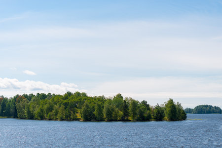 Karelia in Russia. Landscape of Lake Ladoga. Karelia Islandsの写真素材