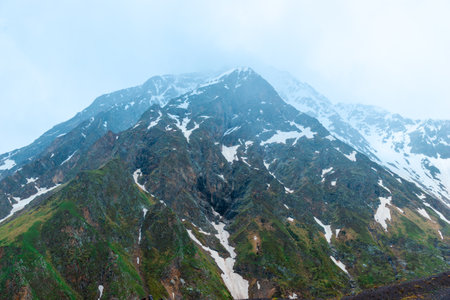 Dramatic view of the picturesque mountain in bad weather. Caucasusの写真素材
