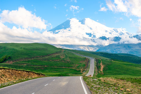 A very picturesque road leading to the Elbrus volcano. Jilly-Suの写真素材