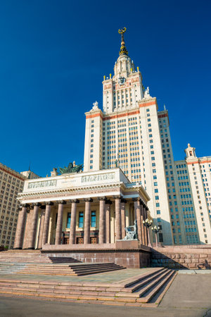 Columned entrance of Lomonosov Moscow State University. Russiaの写真素材