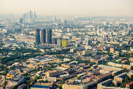 Modern development of the Moscow city center from a bird's-eye view. Russiaの写真素材