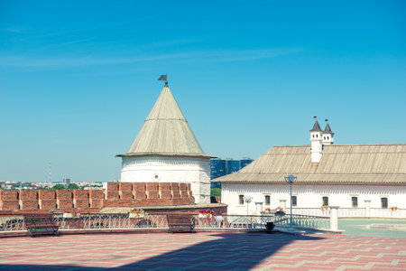 Unnamed round medieval tower of the Kazan Kremlin. Russiaの写真素材