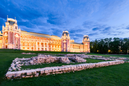 Evening view of the Ensemble of the Tsaritsyno Estate, the Grand Palace. Moscow, Russiaの写真素材
