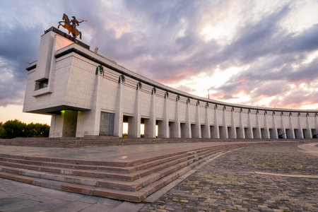 Evening view of the Victory Museum on Poklonnaya Hill in Moscow. Russiaの写真素材