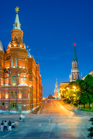 Evening view of the Kremlin passage to the Red Square of the Moscow Kremlin. Russiaの写真素材