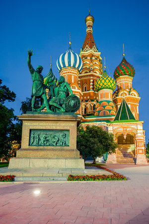 Monument to Minin and Pozharsky near St. Basil's Cathedral. Moscow. Russiaの写真素材