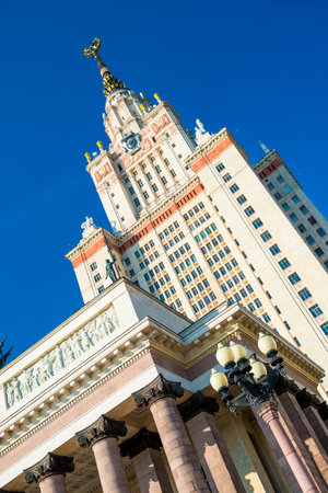 The Stalin high-rise of Lomonosov Moscow State University. Russiaの写真素材