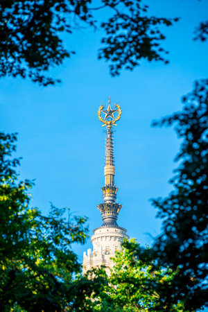 The spire with the star of the MSU building. Moscowの写真素材