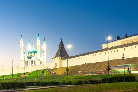 Beautiful evening view of the Kazan Kremlin. Russiaの写真素材