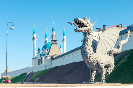 Dragon Zilant - the symbol of the city of Kazan and the Kul Sharif mosque of the Kazan Kremlin. Russiaの写真素材