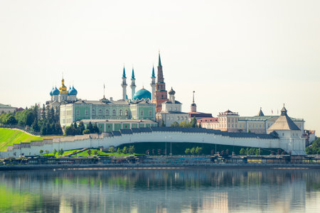 Picturesque view of the Kazan Kremlin and the Kazanka River. Russiaの写真素材