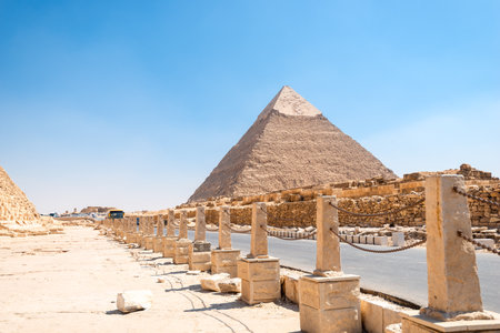 Picturesque view of the Pyramid of Khafre on the Giza plateau. Cairoの写真素材