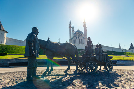 Monument to the philanthropist Asgat Galimzyanov on Millennium Square, not far from the Kazan Kremlin. Russiaの写真素材