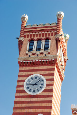 Large city clock on the tower on Patriarch's Square in Yoshkar-Ola. Russiaの写真素材