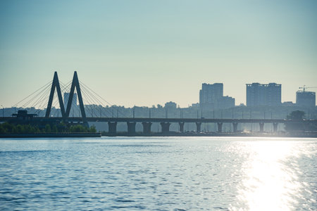 The Millennium Bridge over the Kazanka River early in the morning in the city of Kazan. Russiaの写真素材