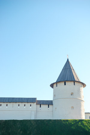 White stone protective South-West tower of the Kazan Kremlin. Kazan, Russiaの写真素材