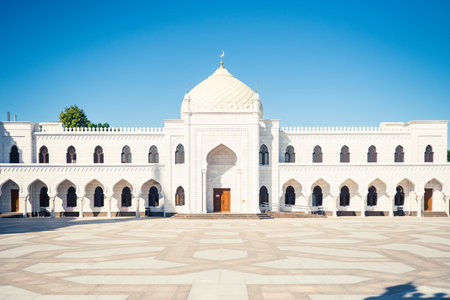 Beautiful view of the white mosque of the Bulgarian Islamic Academy. Russia