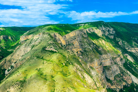 Beautiful Landscape of Mountain Green Mountains of North Caucasus Dagestan Russiaの写真素材