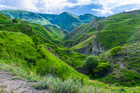 Beautiful mountain landscape with incredibly complex geology. North Caucasus
