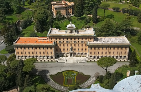 View to Vatican from dome of basilica Saint Peter's Basilica, Rome, Italyの写真素材