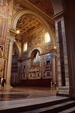 ROME, ITALY - APRIL, 19: Fragment of interiorof the The Loggia delle Benedizioni, on the back left side of the Papal Archbasilica of St. John Lateran Basilica di San Giovanni in Laterano, on April 19, 2013 in Rome, Italyのeditorial素材