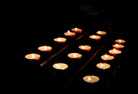 Candles in church, Venice, Italyの写真素材
