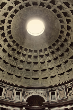 ROME, ITALY - April 20: Interior view of the dome of the Pantheon in Rome, Italy at April 20, 2013.のeditorial素材
