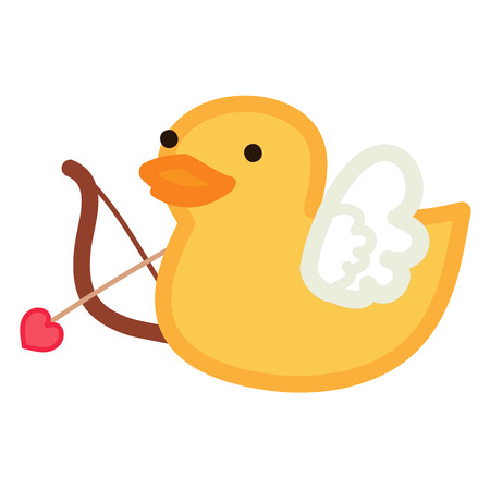 Funny yellow duck - cupid with bow and arrowのイラスト素材