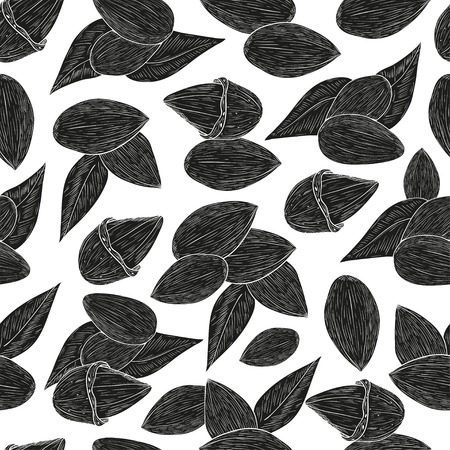Almond background, wallpaper, seamless silhouette, black color.のイラスト素材