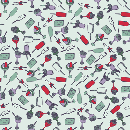 Eskimo pie. sketch, wallpaper, texture, seamless. Blue backgroundのイラスト素材