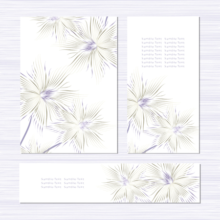 A set of card templates with flowers in soft colorsのイラスト素材